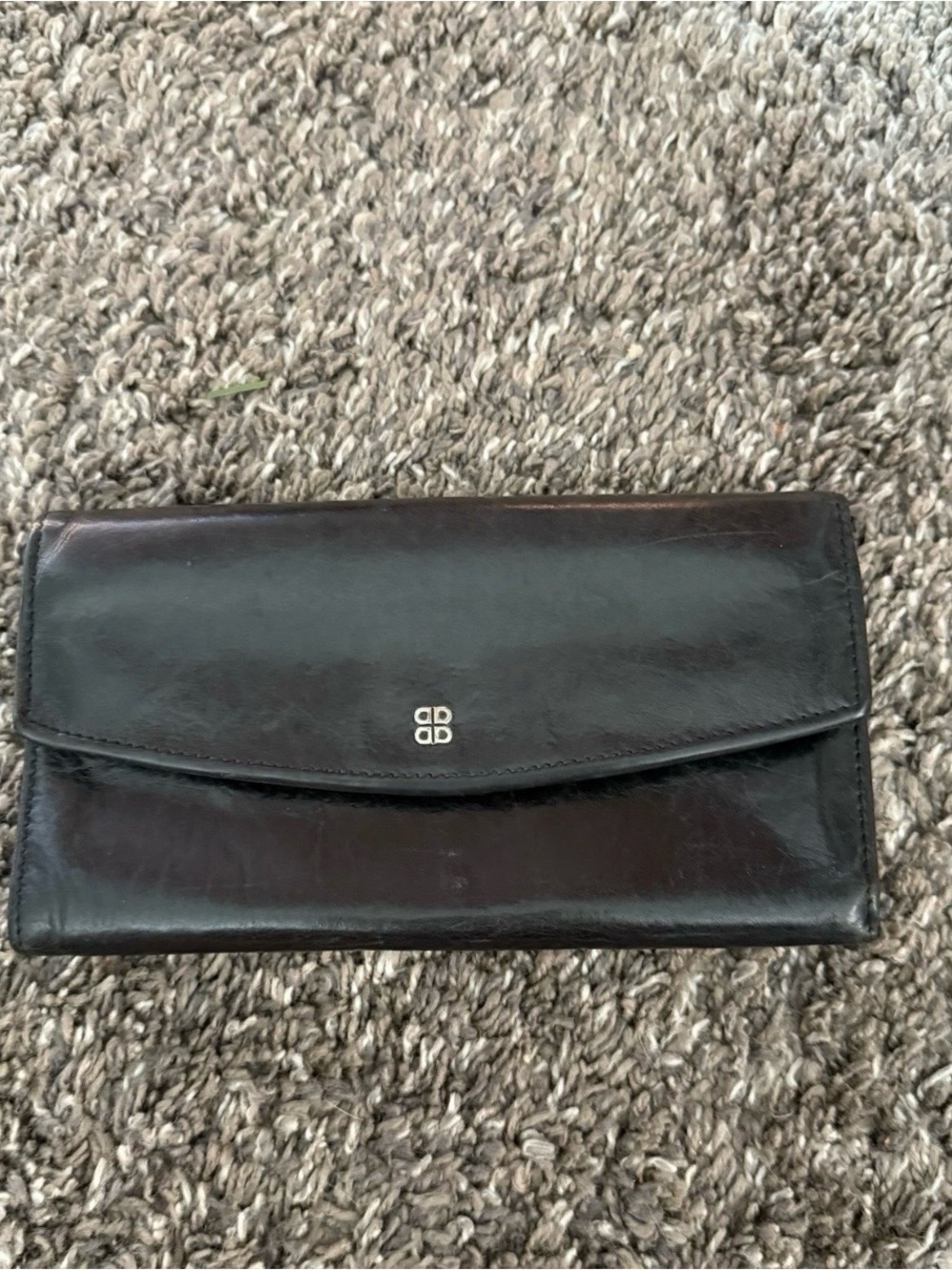 Bosca Black Leather Card Wallet with Silver Logo Detail